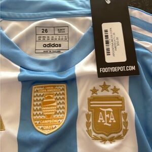 Adidas Sky Blue and White Jersey with Gold Details